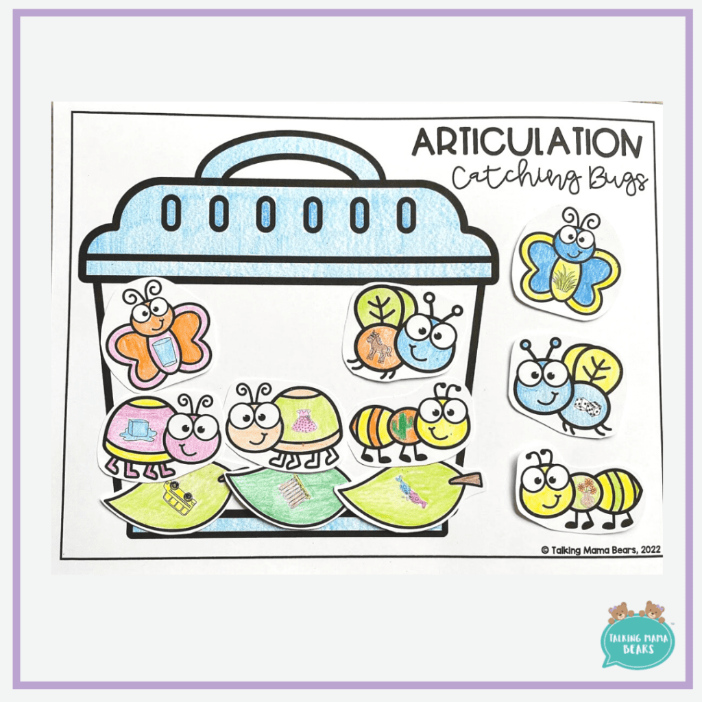 articulation catching bugs craftivity