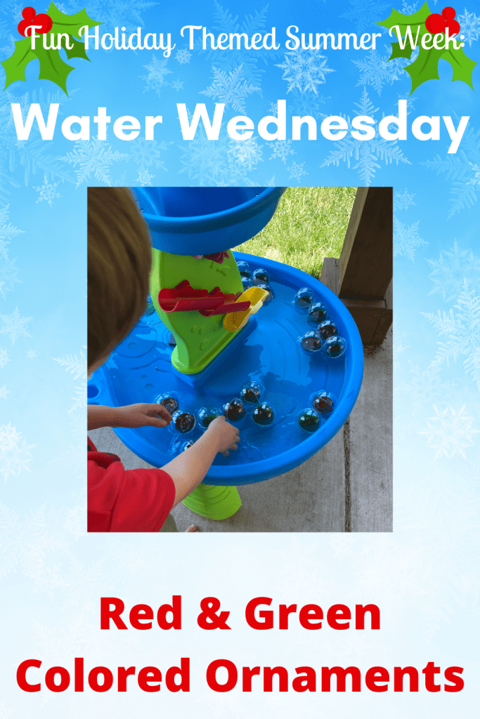 water wednesday red and green colored ornaments