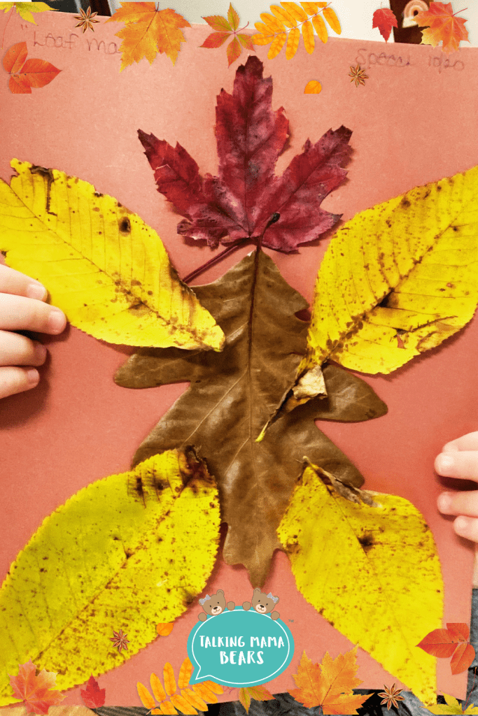 Make your own fall leaf person with real leaves to target facial and body part identification