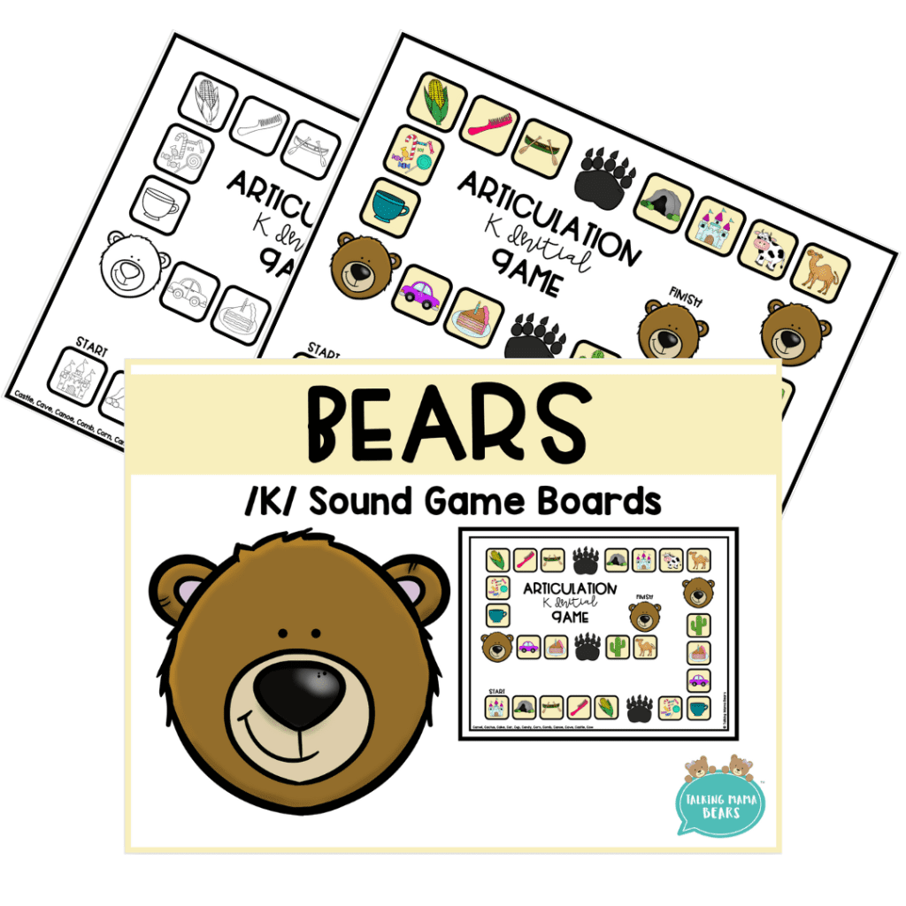 freebie bears fronting phonological process game board