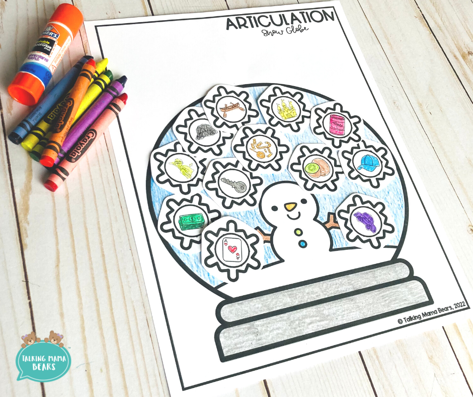 Use the snow globe craft to target every articulation sound in every position of words.