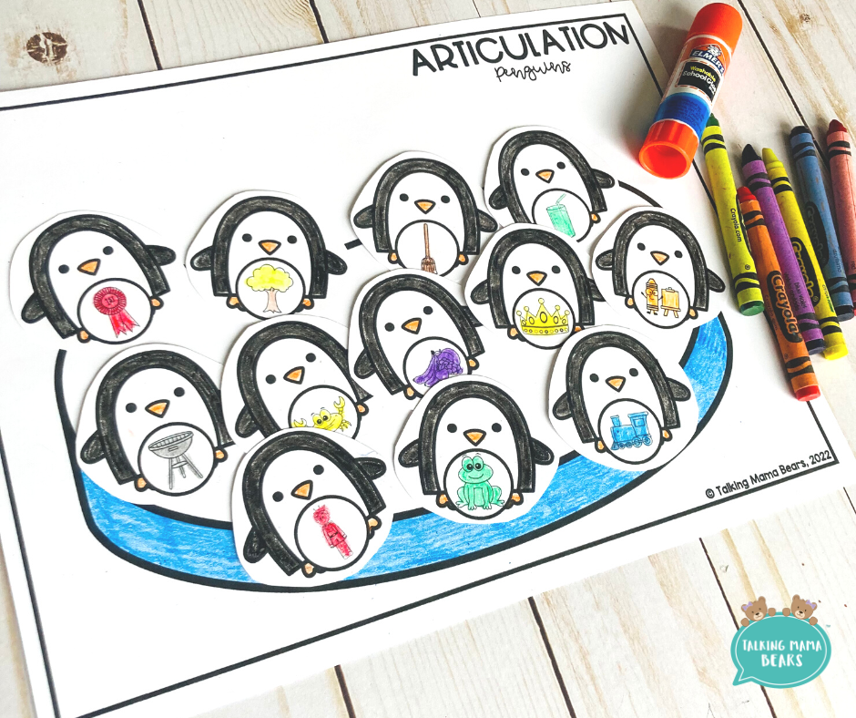 Winter speech articulation penguin craft includes a blank page to target any additional sound errors