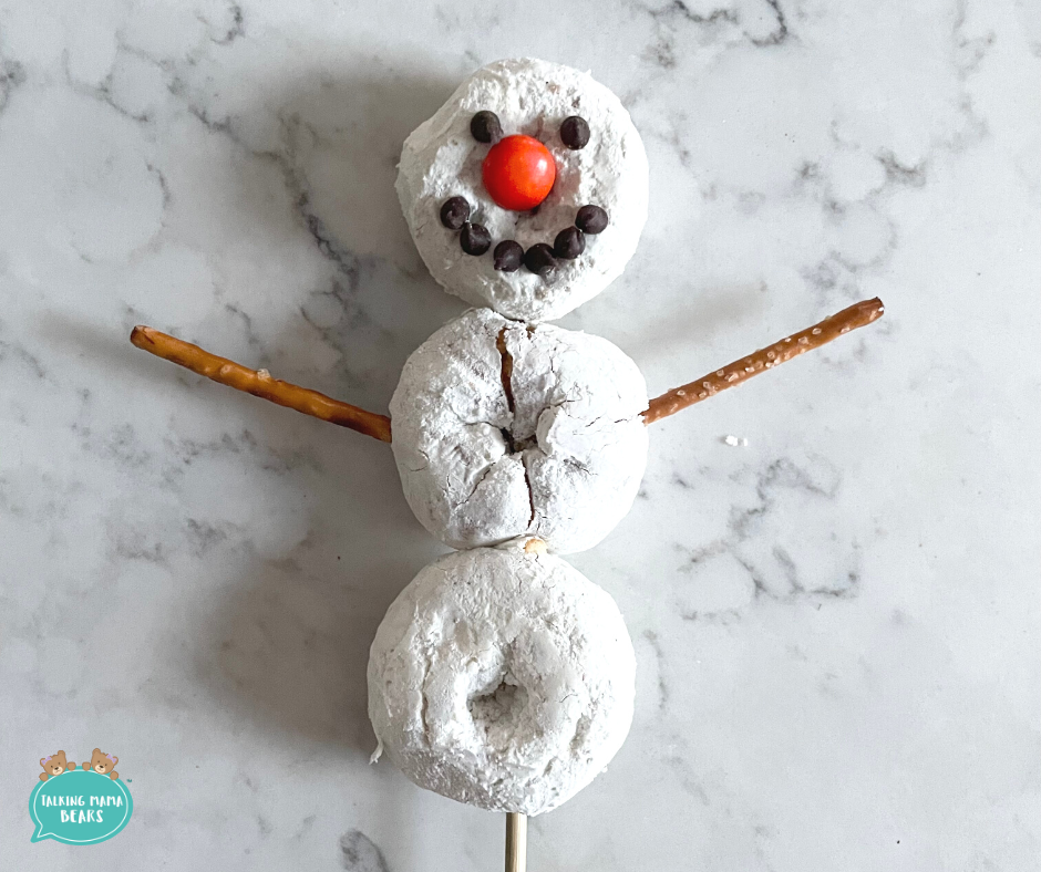 Make snowman donuts for a fun foodie friday activity