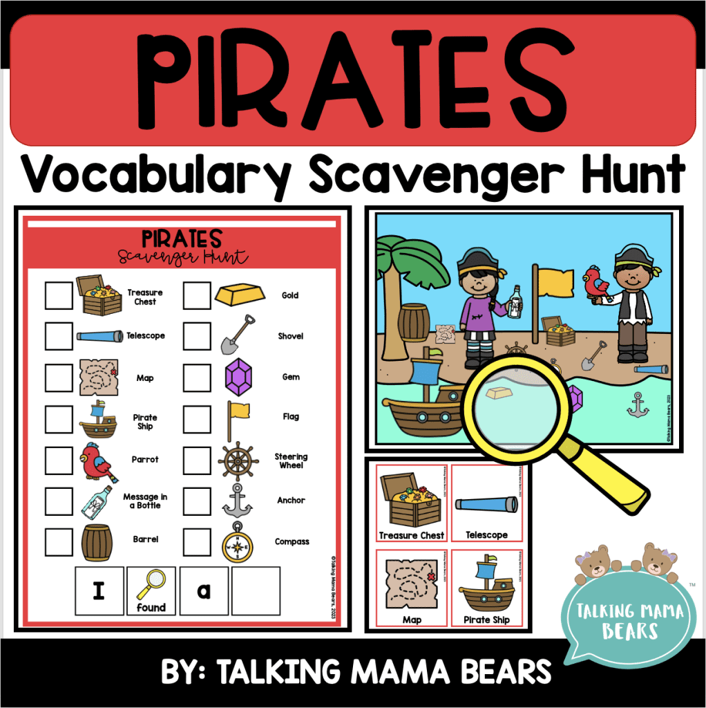 pirate vocabulary scavenger hunt activity