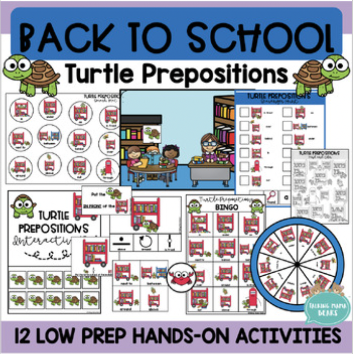 Back To School Spatial Prepositions & Worksheets